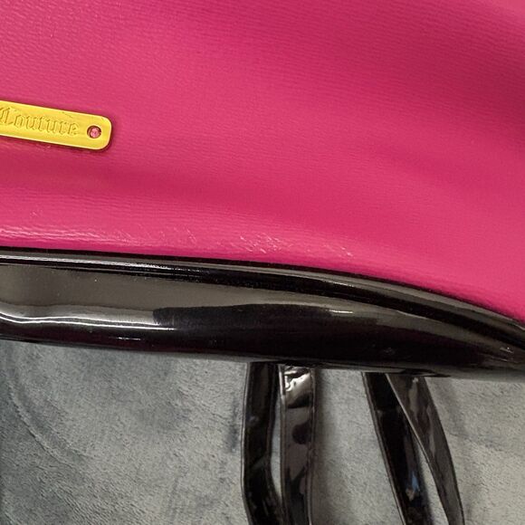 Y2kJuicy Couture Hot Pink Drawstring Bucket Backpack Gold Hardware Black Straps - Picture 11 of 12